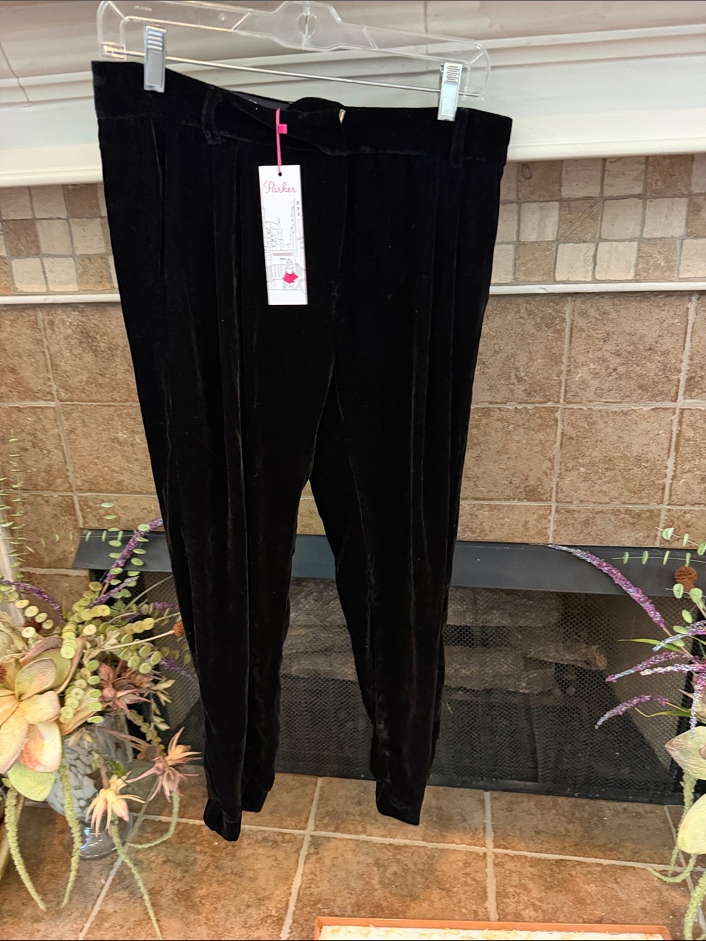 Parker Womens Velvet Casual Jogger Pants, Black, Sz 4 NWT $248